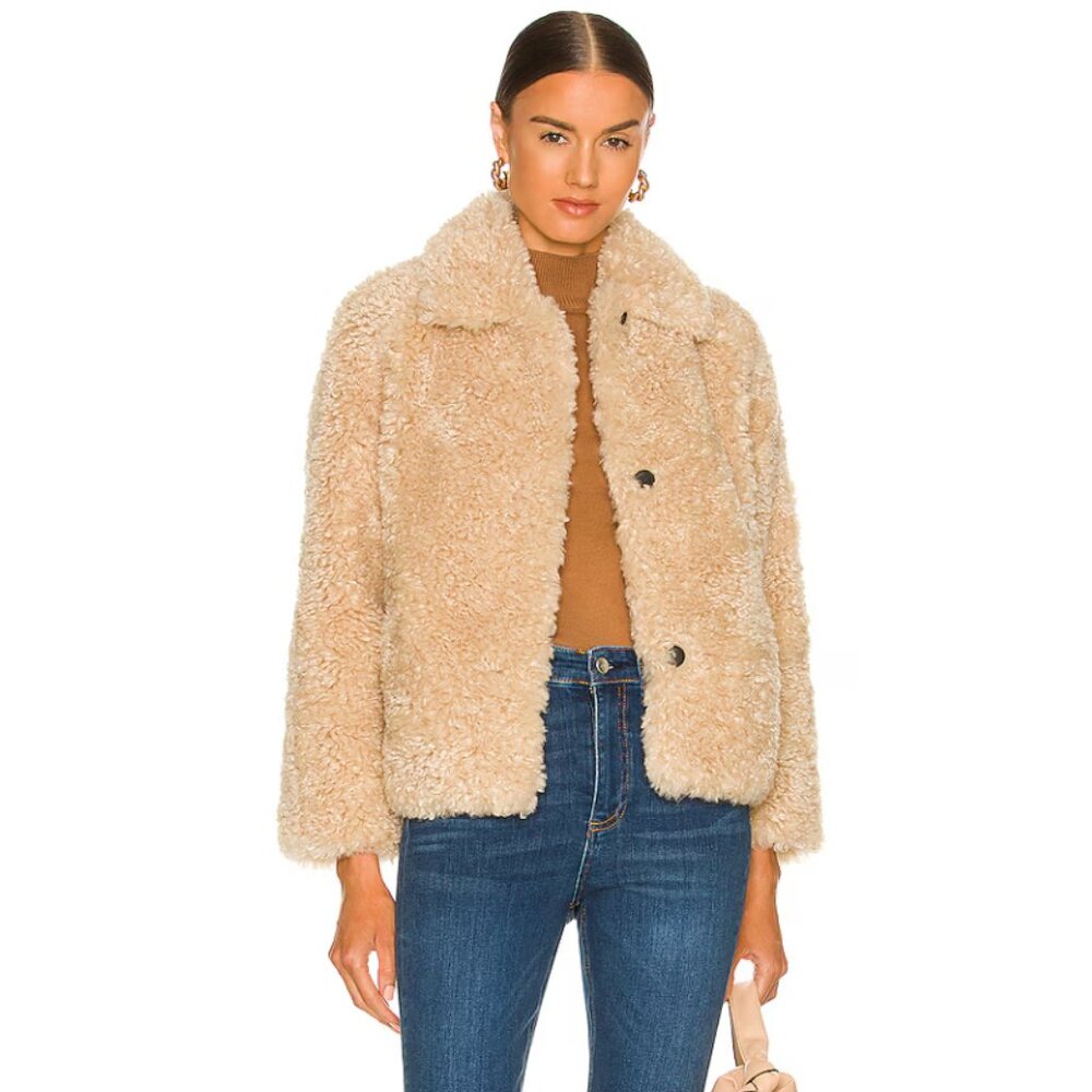BNWOT Rag & Bone Hesper Faux Fur Coat sz M Beige